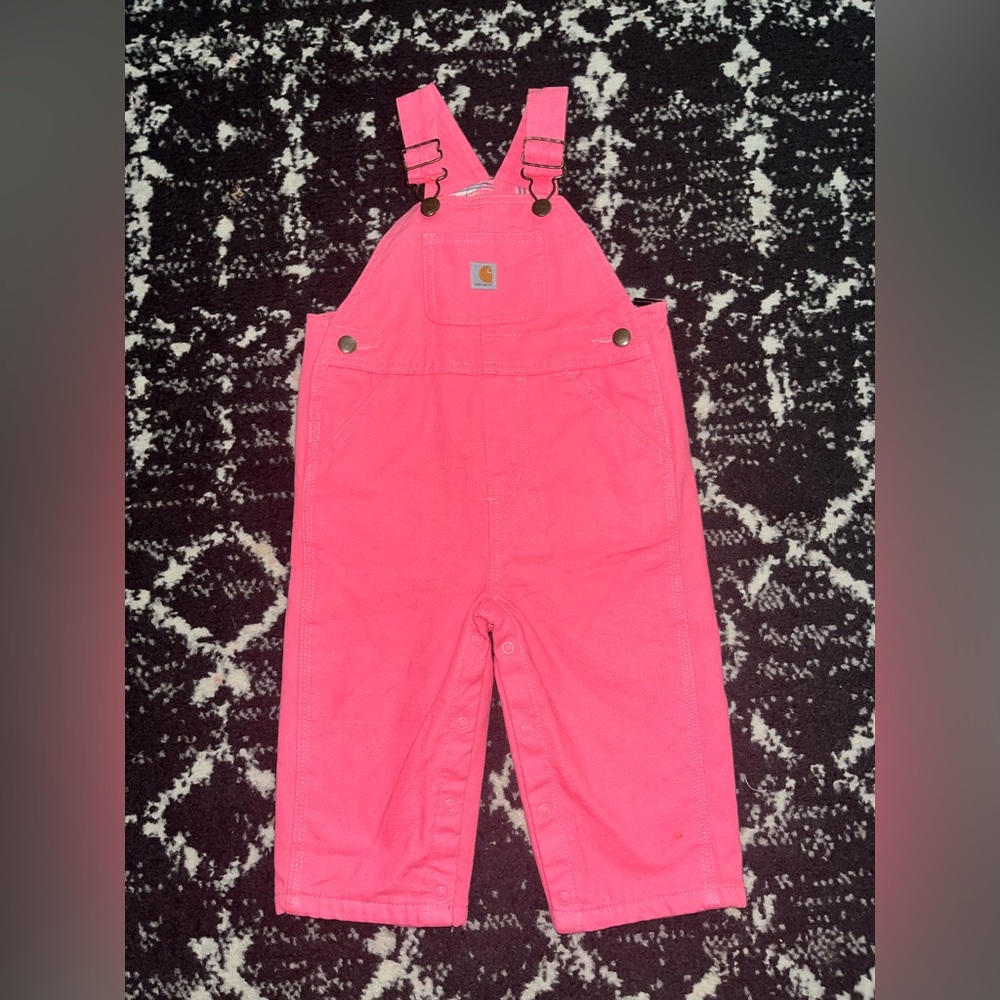 Carhartt Pink and Black Plaid Overalls